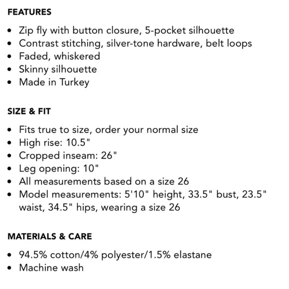 rag & bone Nina High Rise Ankle Skinny Raw Hem Jeans in Jasper Wash Size 27 - Picture 14 of 14